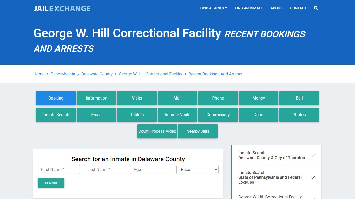 George W. Hill Correctional Facility PA Recent Arrests and Bookings