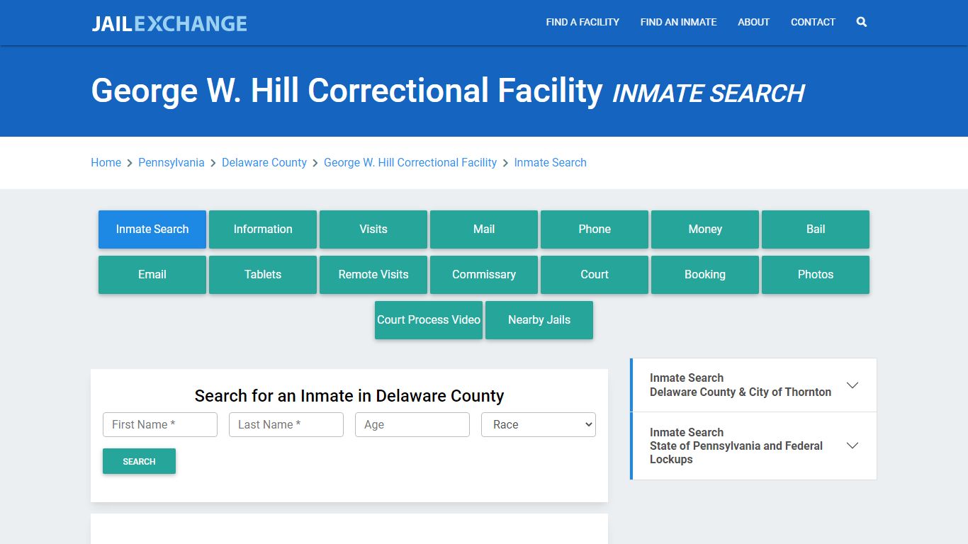 George W. Hill Correctional Facility Inmate Search - Jail Exchange